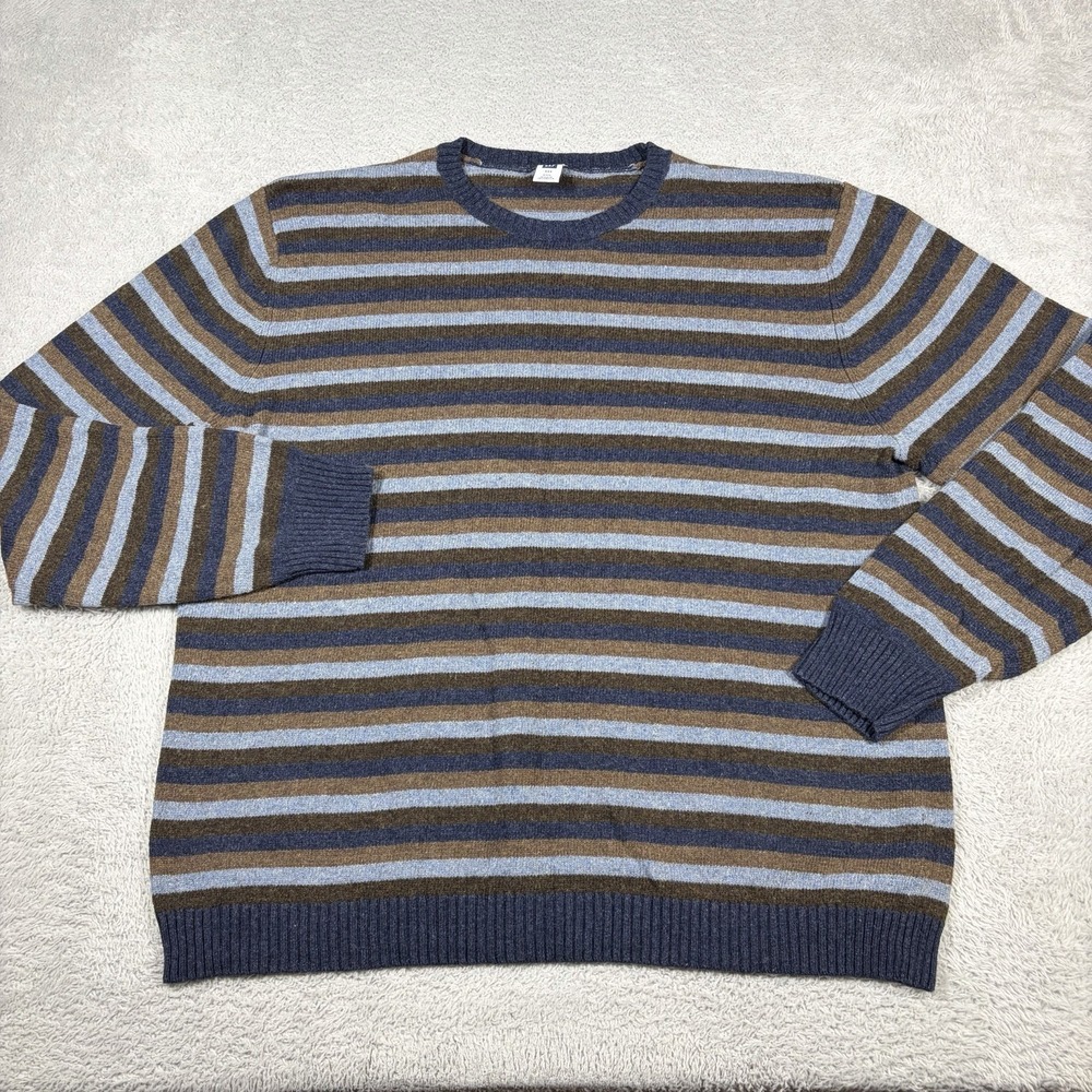 VINTAGE 90s GAP Knit Sweater Mens XXL Striped Crewneck Blue Brown Grunge Skater